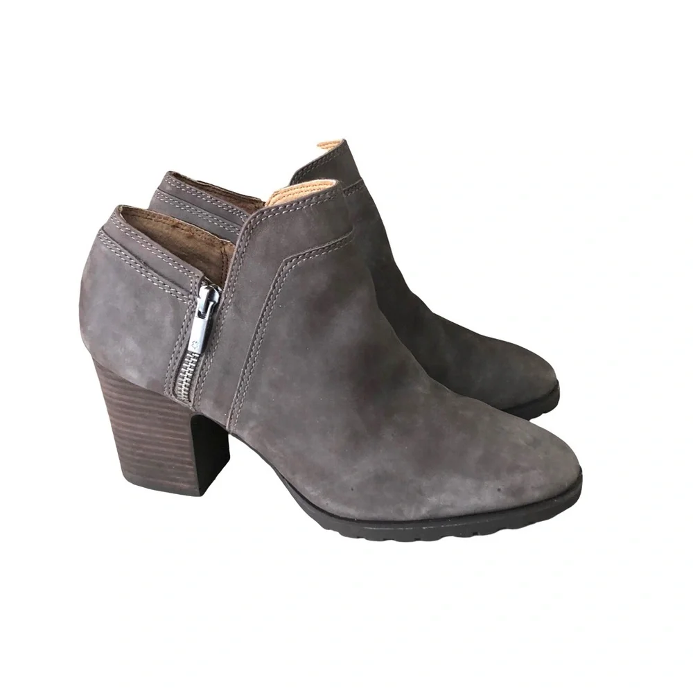 Lucky Brand Natlee Gray Block Heel Boots